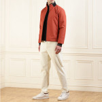 Men Orange Contrast Collar And Cuffs Jacket