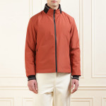 Men Orange Contrast Collar And Cuffs Jacket