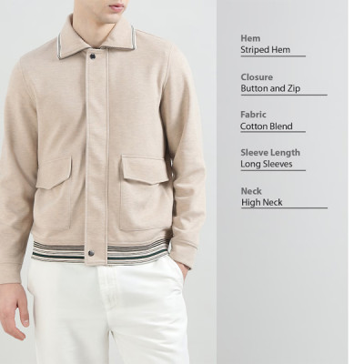 Men Taupe Long Sleeves Jacket