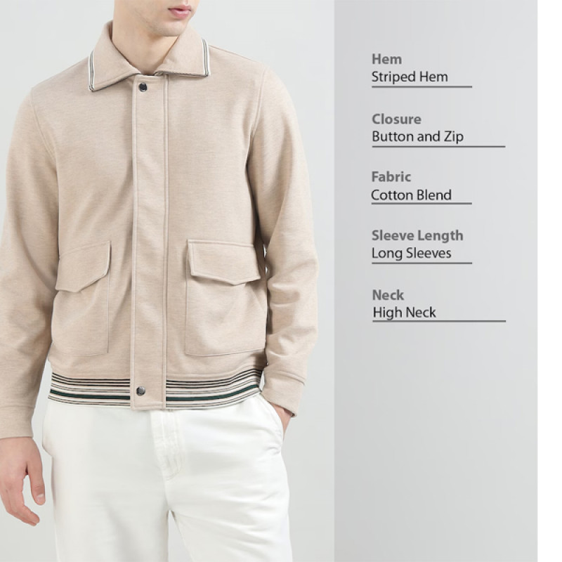 Men Taupe Long Sleeves Jacket