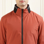 Men Orange Contrast Collar And Cuffs Jacket